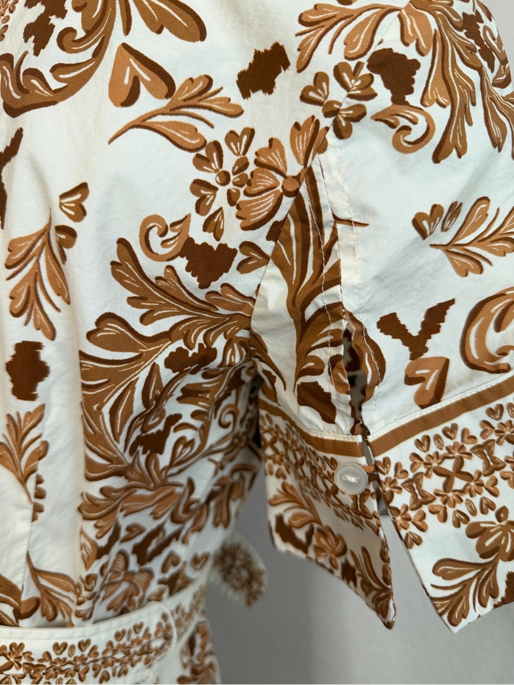 Cara Cara White and Brown Printed Shirt Dress with Belt - Picture 5 of 8